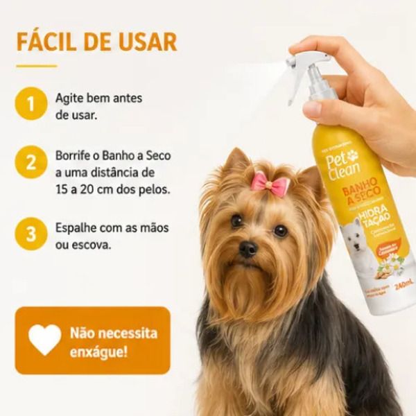 BANHO A SECO HIDRATACAO 240ML PET CLEAN