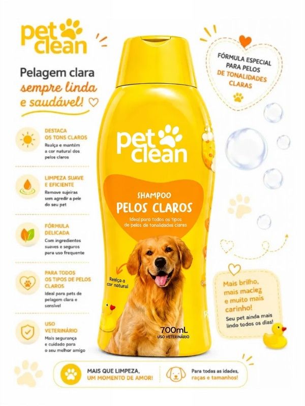 SHAMPOO PELOS CLAROS 700ML PET CLEAN