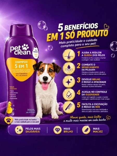 SHAMPOO 5X1 700ML PET CLEAN