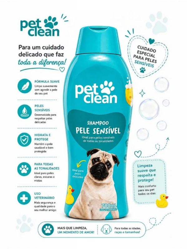 SHAMPOO PELE SENSIVEL 700ML PET CLEAN